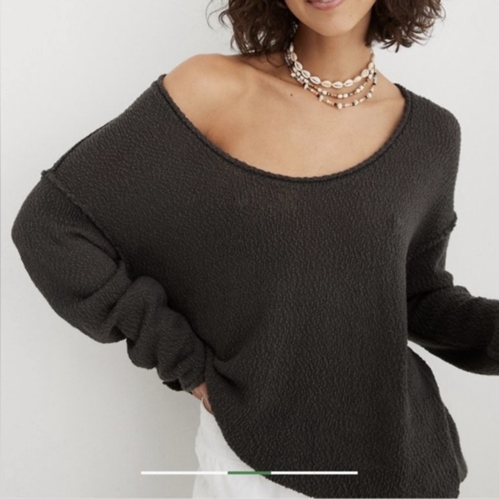 Aerie Oversized Slouchy Scoop Neck Sweater NWT Black High Low | Women’s Small